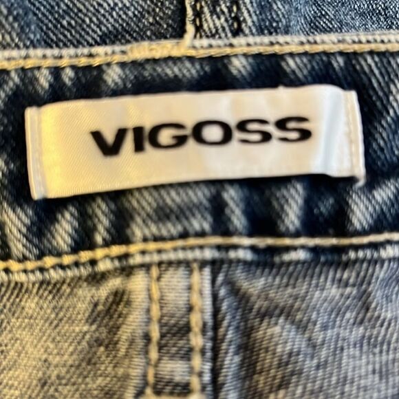 Vigoss Ace Shorts Size 27 Blue High Rise Star Deco New Raw Edge Hem Denim NWT - Picture 8 of 10